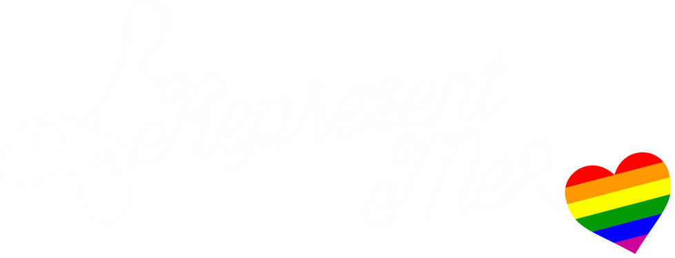 Represent Me company Logo, with a game controller on the left and a rainbow heart on the right.