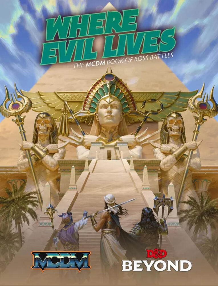 Where Evil Lives Cover, with MCDM and DND Beyond logos along the bottom.